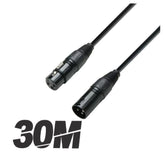 Roar 30M DMX-Kabel XLR-Buchse - XLR-Stecker, schwarz, 110 Ohm, 3000 cm